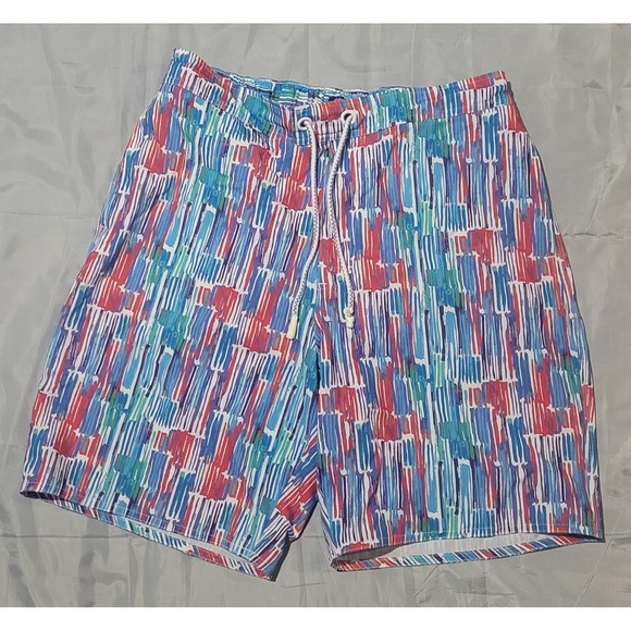 Johnnie O Swim Trunks Men's Large Color Burst Multicolor‎ Drawstring Mesh Lined - Picture 1 of 10